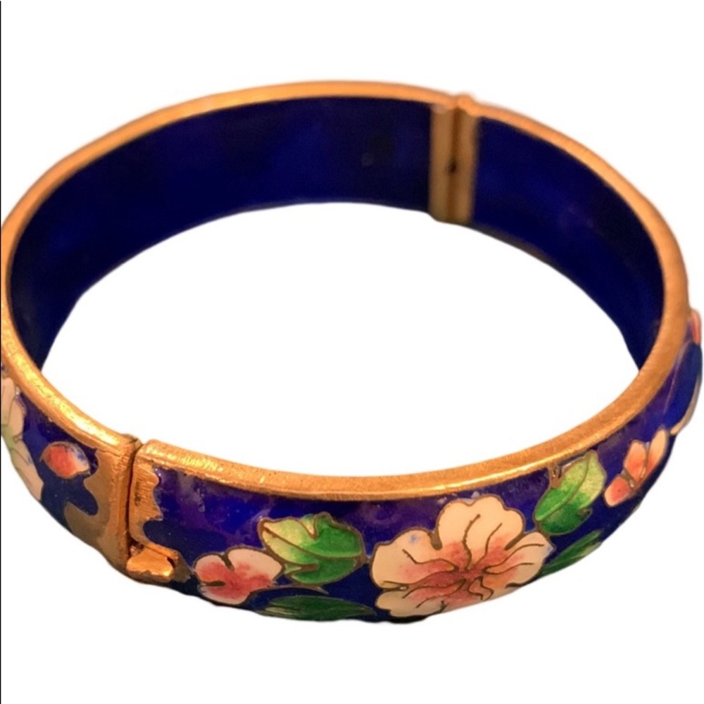 Blue bracelet with birds and flowers